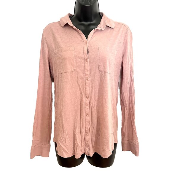 LOFT Women's Dusty Pink Long Sleeve Button Down Top - Size Small - Picture 1 of 4